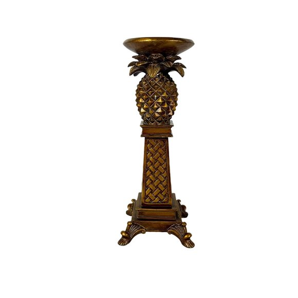 Bronze Collored Pillar Candlestick Holder - Pineapple Ornate - Picture 4 of 7